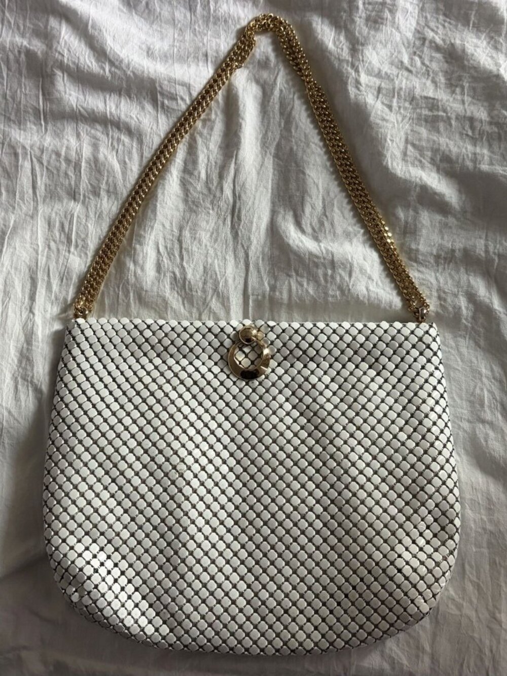 Vintage Whiting & Davis White Mesh Evening Shoulder Bag MCM